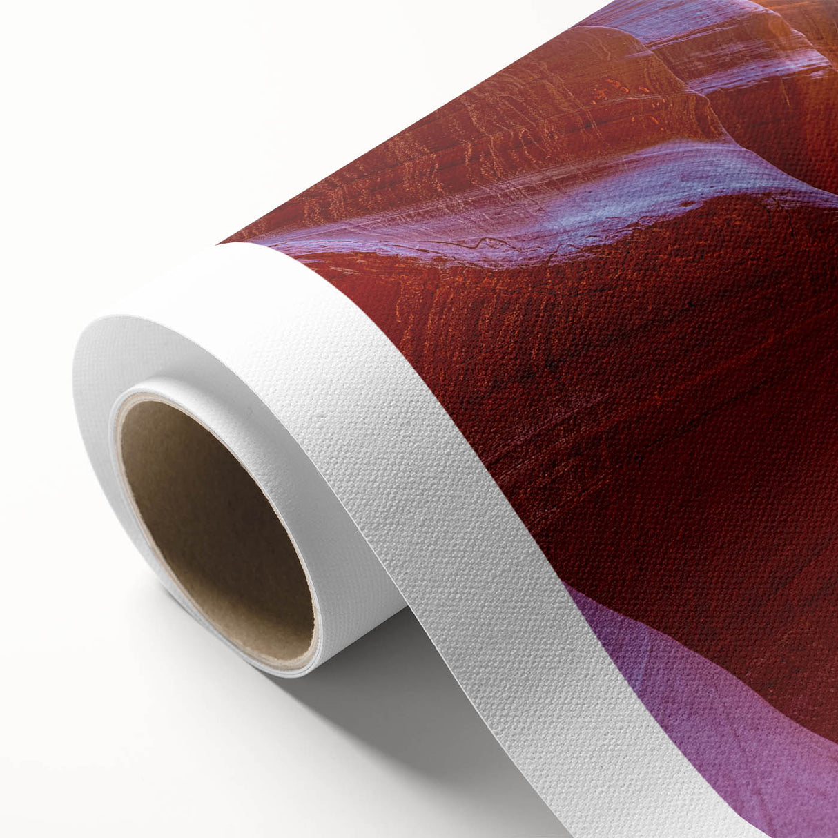 Vibrant rolled canvas art piece showcasing a stunning canyon landscape with rich colors and intricate details, perfect for home decor or art collection.