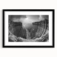 Framed black wall art featuring a stunning canyon landscape design, showcasing rich earthy tones and intricate details, perfect for home decor enhancement.