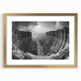 Framed wall art collection showcasing a stunning canyon landscape design in gold, featuring a matte finish. Ideal for home decor and enhancing interior aesthetics.