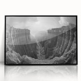 Framed acrylic wall art collection showcasing a vibrant landscape of canyons, featuring rich earth tones and dramatic textures, perfect for enhancing home décor.