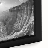Close-up of a framed canvas wall art piece showcasing vibrant canyon landscapes in earthy tones, perfect for adding a natural touch to home decor. Ideal for nature lovers and interior design enthusiasts, this artwork highlights intricate details and textures.