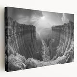 Stretched canvas wall art showcasing a vibrant canyon landscape design in warm tones, ideal for enhancing home decor with natural beauty.
