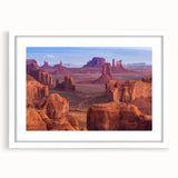 Framed wall art featuring a stunning canyon landscape design, displayed in a sleek white mat, ideal for enhancing home decor with natural beauty.