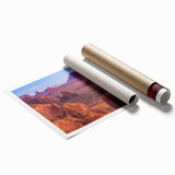 Vibrant landscape canyon design printed on high-quality rolled canvas, showcasing rich colors and intricate details, perfect for home decor or art collection.