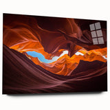 Acrylic glass wall art showcasing a stunning canyon landscape design, viewed from the side without pins, perfect for modern home decor and nature enthusiasts.