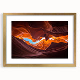Framed wall art showcasing a stunning canyon landscape design with gold matting, ideal for enhancing modern home decor. Perfect for nature lovers and art enthusiasts.