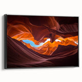 Framed canvas wall art showcasing a stunning canyon landscape design with rich earthy tones and intricate textures, presented in a sleek black frame for modern decor.