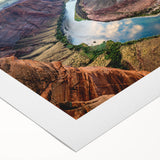 Vibrant rolled canvas artwork showcasing a stunning canyon landscape, featuring rich earthy tones and intricate details, ideal for home décor and artistic enhancement.