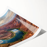 Vibrant rolled print of a scenic canyon landscape wall art design, showcasing rich colors and intricate details, ideal for home decor enhancement.