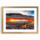 Framed wall art featuring a stunning canyon landscape design with gold accents, showcasing vibrant colors and intricate details, perfect for home decor.
