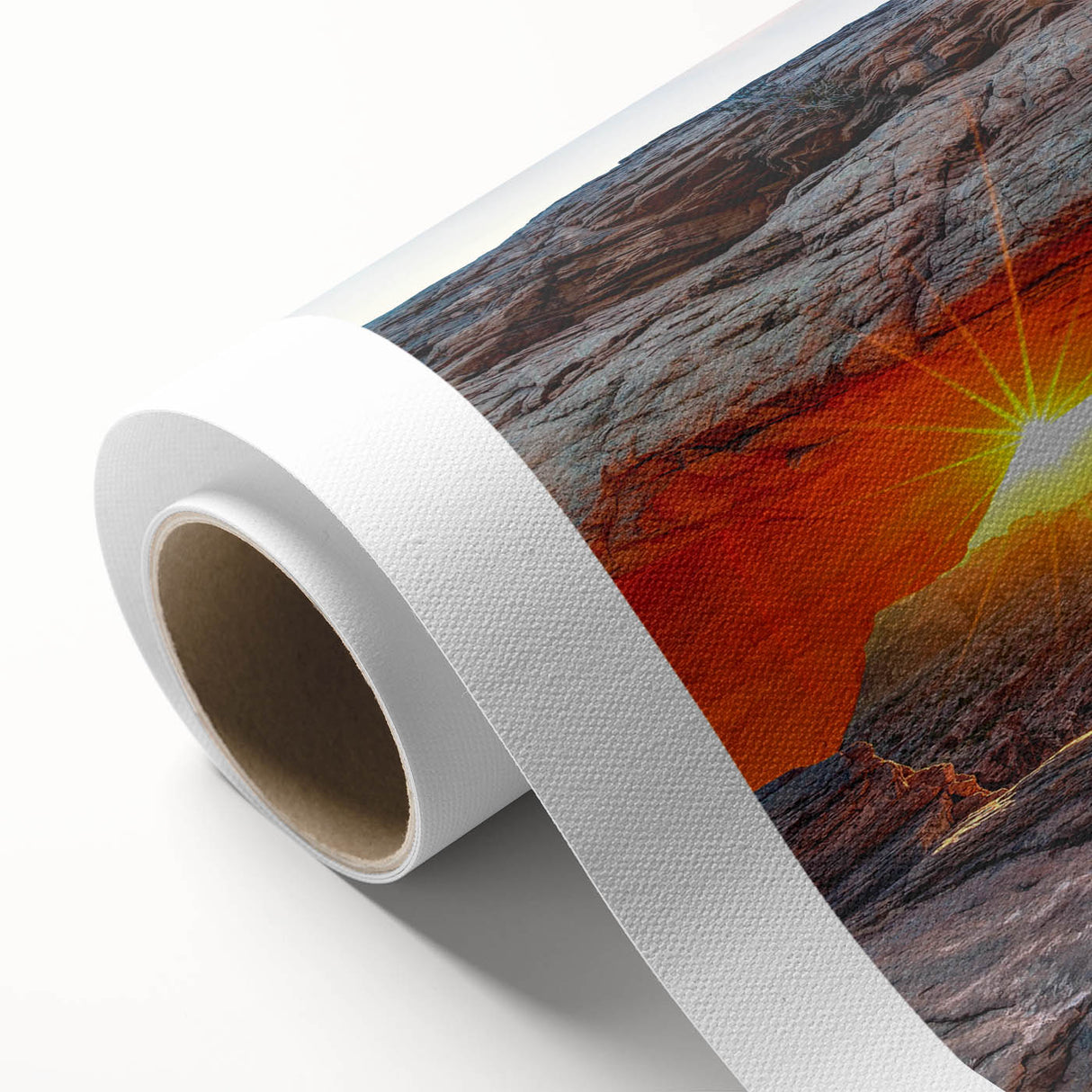 Stunning rolled canvas artwork showcasing a vibrant canyon landscape design, featuring rich earthy tones and intricate details, perfect for home decor or office spaces.