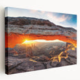 Stretched canvas wall art showcasing a vibrant canyon landscape design, featuring rich earthy tones and intricate details, perfect for home decor enhancement.