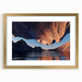 Framed wall art collection showcasing a stunning canyon landscape design with a gold mat, ideal for enhancing home decor. Perfect for nature lovers seeking vibrant artwork.