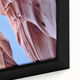 Framed canvas close-up showcasing a vibrant desert canyon landscape with rich earthy tones and intricate textures, perfect for modern home decor.