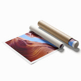 Vibrant rolled print showcasing a stunning canyon landscape design, featuring rich colors and intricate details, perfect for home decor and art enthusiasts.