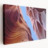 Stretched canvas wall art showcasing a vibrant canyon landscape design, featuring rich earth tones and intricate textures, perfect for home decor enhancement.