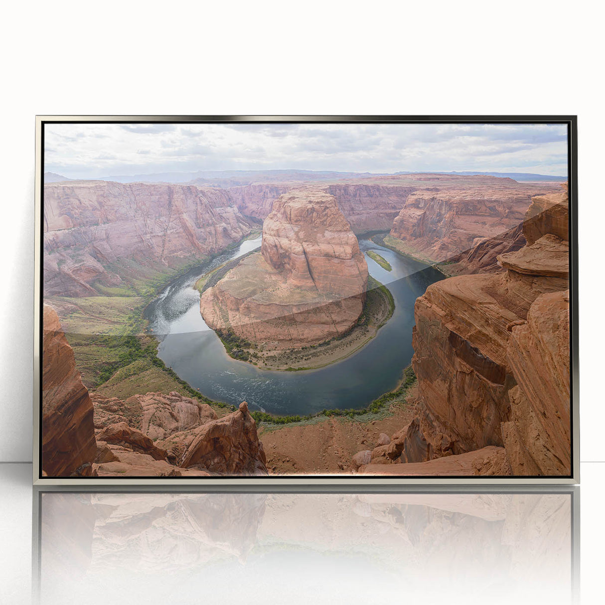 Framed acrylic wall art showcasing a stunning canyon landscape design with vibrant colors and intricate details, perfect for enhancing modern decor in any space.