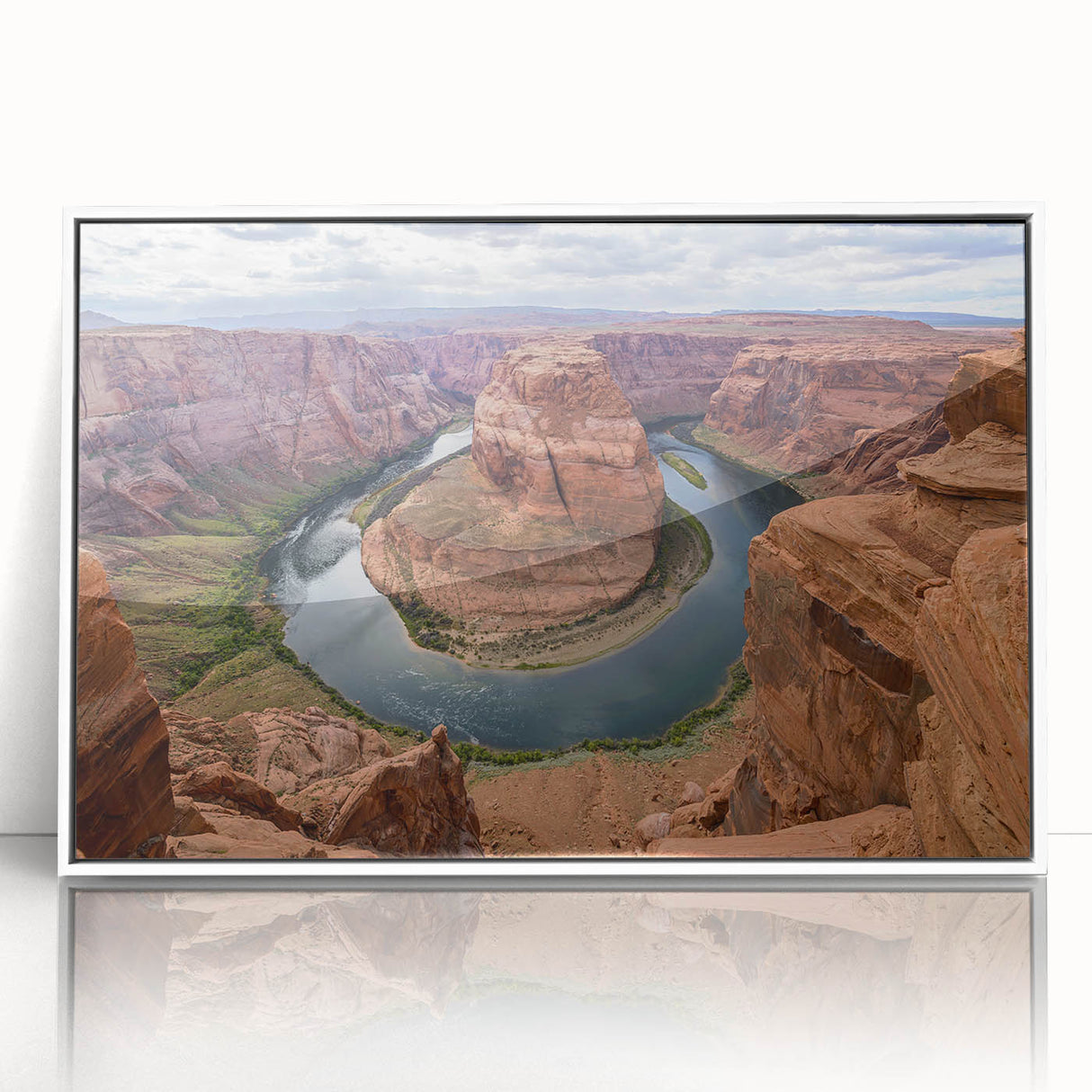 Framed acrylic wall art showcasing a vibrant canyon landscape design, featuring rich colors and intricate details, perfect for enhancing modern home decor.