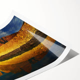 Vibrant rolled landscape wall art print showcasing stunning canyon vistas in warm earth tones, ideal for home decor or office aesthetics, shipped in protective tube.