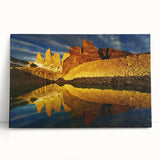 Stretched canvas wall art showcasing a vibrant landscape of canyons, featuring rich colors and intricate details, ideal for enhancing modern home decor.