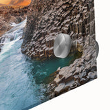 Vibrant close-up of a stunning acrylic glass wall art piece showcasing intricate canyon landscapes, designed to elevate modern home decor with striking colors and details.