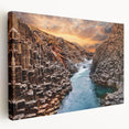 Stretched canvas wall art showcasing a stunning canyon landscape with vibrant earthy tones and intricate details, perfect for enhancing home décor and creating a serene atmosphere.