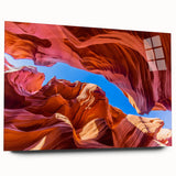 Acrylic wall art collection showcasing vibrant canyon landscapes in a side view, designed without pins for a sleek presentation. Perfect for modern decor.