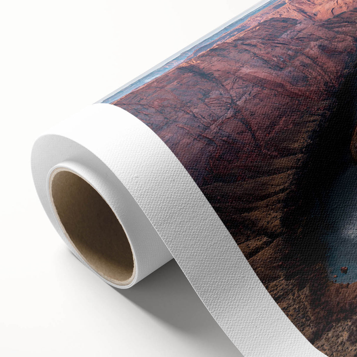 Colorful rolled canvas showcasing a stunning abstract landscape design with canyons, perfect for home décor. Ideal for art enthusiasts seeking unique wall art.