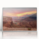 Framed acrylic wall art showcasing a stunning canyon landscape design with vibrant colors and intricate details, perfect for modern home decor.