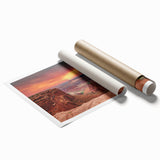 Vibrant rolled print of a stunning canyon landscape, showcasing rich earthy tones and dramatic rock formations, ideal for home decor and art enthusiasts.