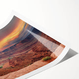 Vibrant rolled print of a canyon landscape design showcasing rich earth tones and intricate details, perfect for home decor and wall art enthusiasts.