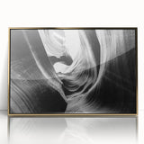 Framed acrylic wall art showcasing a stunning canyon landscape design with golden accents, perfect for enhancing modern home decor and adding a touch of elegance.