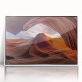 Framed acrylic wall art showcasing a vibrant canyon landscape design with rich colors and intricate details, ideal for enhancing home decor.