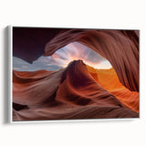 Framed canvas artwork depicting a vibrant canyon landscape design, showcasing rich colors and intricate details, perfect for modern home decor.