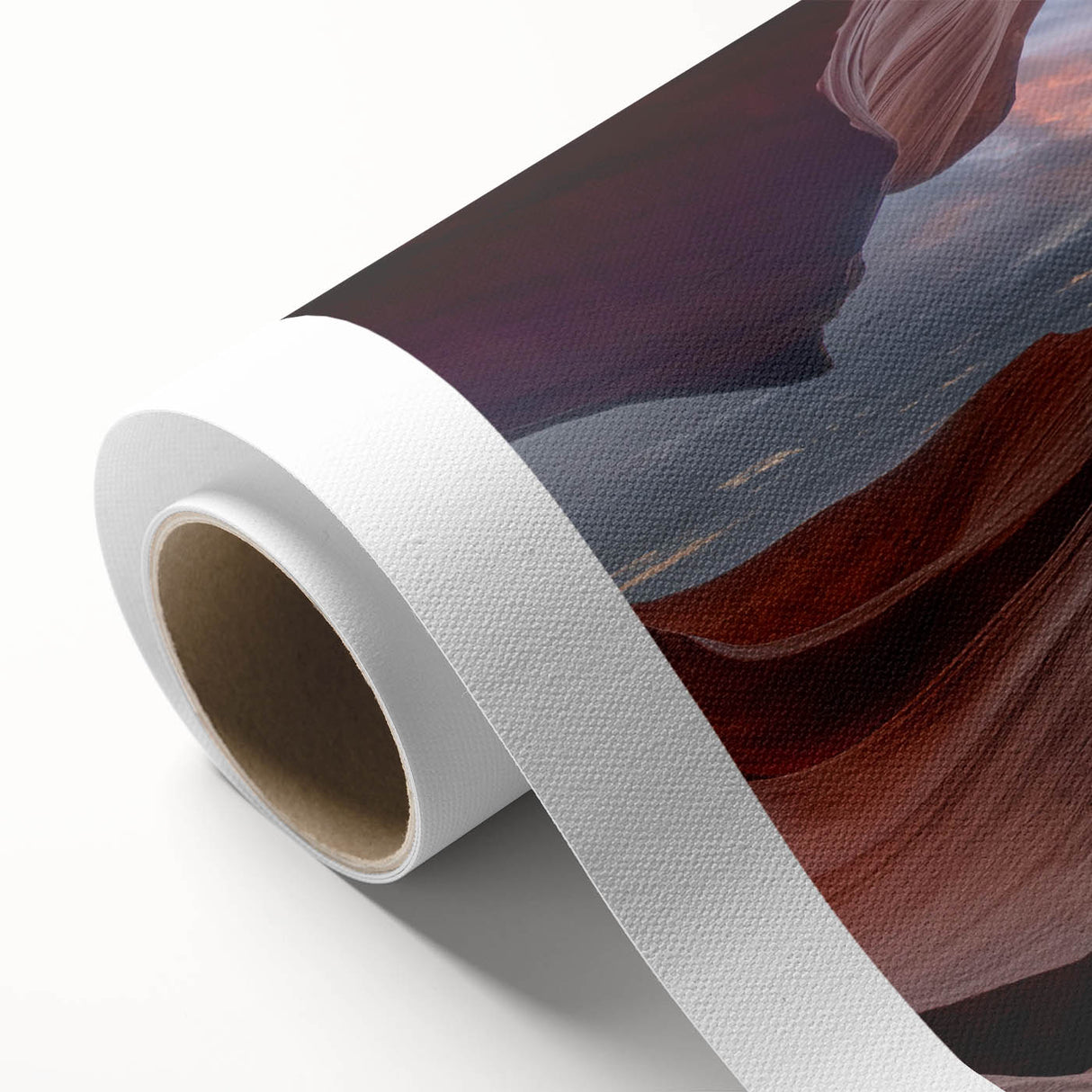 Stunning rolled canvas showcasing a vibrant canyon landscape design with warm earthy tones, perfect for home decor or art enthusiasts, packaged securely for delivery.
