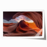 Vibrant canyon landscape wall art print showcasing rich earth tones and intricate details, rolled for easy display and shipping. Perfect for nature enthusiasts.
