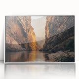 Framed acrylic wall art showcasing a stunning canyon landscape design, featuring vibrant colors and intricate details, perfect for home decor enhancement.