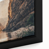 Framed canvas wall art showcasing a vibrant canyon landscape design in rich earth tones, featuring intricate details and textures for a striking visual impact.