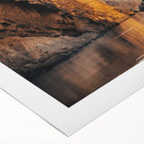 Vibrant rolled canvas wall art showcasing a scenic canyon landscape with rich earth tones and dramatic rock formations, perfect for home decor enhancement.