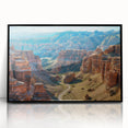 Framed acrylic wall art design showcasing a stunning canyon landscape, featuring vibrant colors and intricate details, perfect for modern home decor.