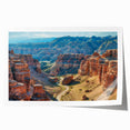 Vibrant rolled print featuring a stunning canyon landscape design with rich earthy tones, ideal for home decor and art enthusiasts, packaged securely for delivery.