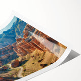 Stunning rolled print showcasing a vibrant canyon landscape design, featuring rich colors and intricate details, perfect for home décor or art collection.