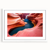 Framed wall art showcasing a stunning canyon landscape, featuring earthy tones and intricate textures, presented in a sleek white frame with matting for an elegant display. Perfect for enhancing home decor with a touch of nature-inspired beauty.