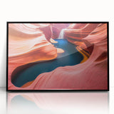 Framed acrylic wall art depicting a stunning canyons landscape design in vibrant colors, showcasing intricate details and textures, ideal for modern home decor.