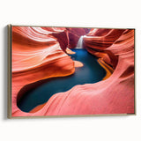 Framed canvas wall art showcasing a stunning desert canyon landscape with vibrant earthy tones and gold accents, perfect for enhancing modern home decor.