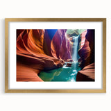 Framed wall art collection showcasing a stunning canyon landscape design in a gold frame with a mat, ideal for home decor and enhancing interior aesthetics.