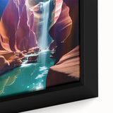 Close-up of a framed canvas from the Landscapes & Canyons wall art collection, showcasing vibrant desert canyon colors and intricate textures, perfect for modern decor.