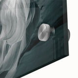 Close-up of a vibrant acrylic wall art piece showcasing an abstract canyon landscape design with rich colors and intricate textures, perfect for modern home decor.