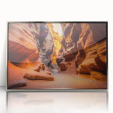 Framed wall art collection featuring a stunning canyon landscape design, presented in a sleek silver frame, perfect for home decor enhancement. Ideal for nature enthusiasts and art lovers.