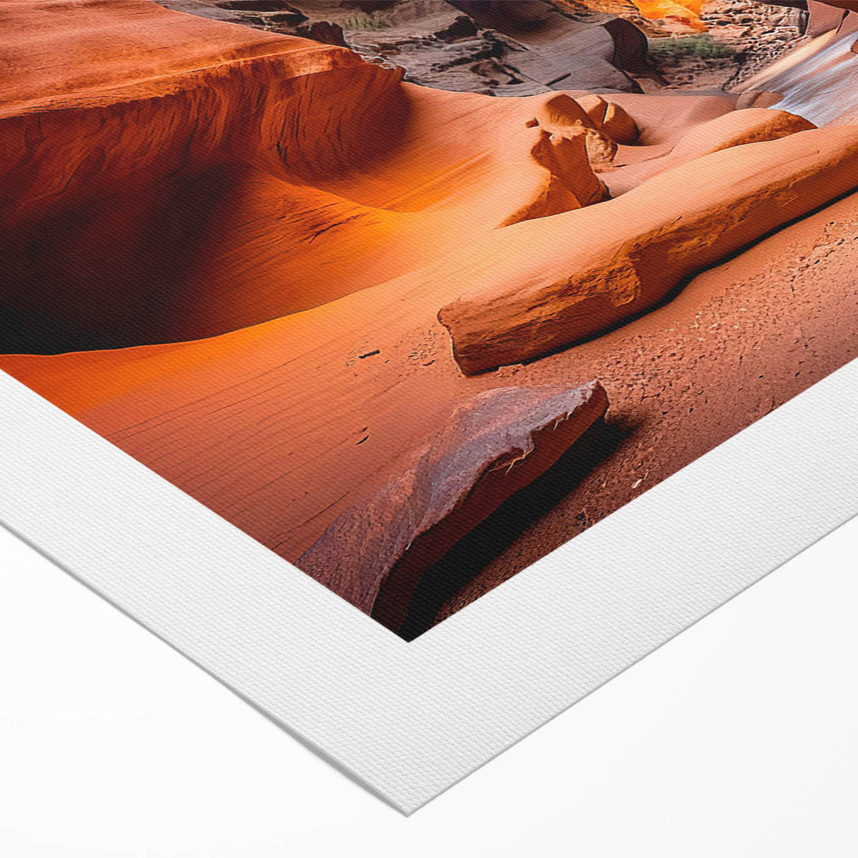 Vibrant rolled canvas wall art showcasing a stunning canyon landscape with rich colors and textures, ideal for enhancing interior decor. Packaged securely in a protective cardboard tube for safe delivery.